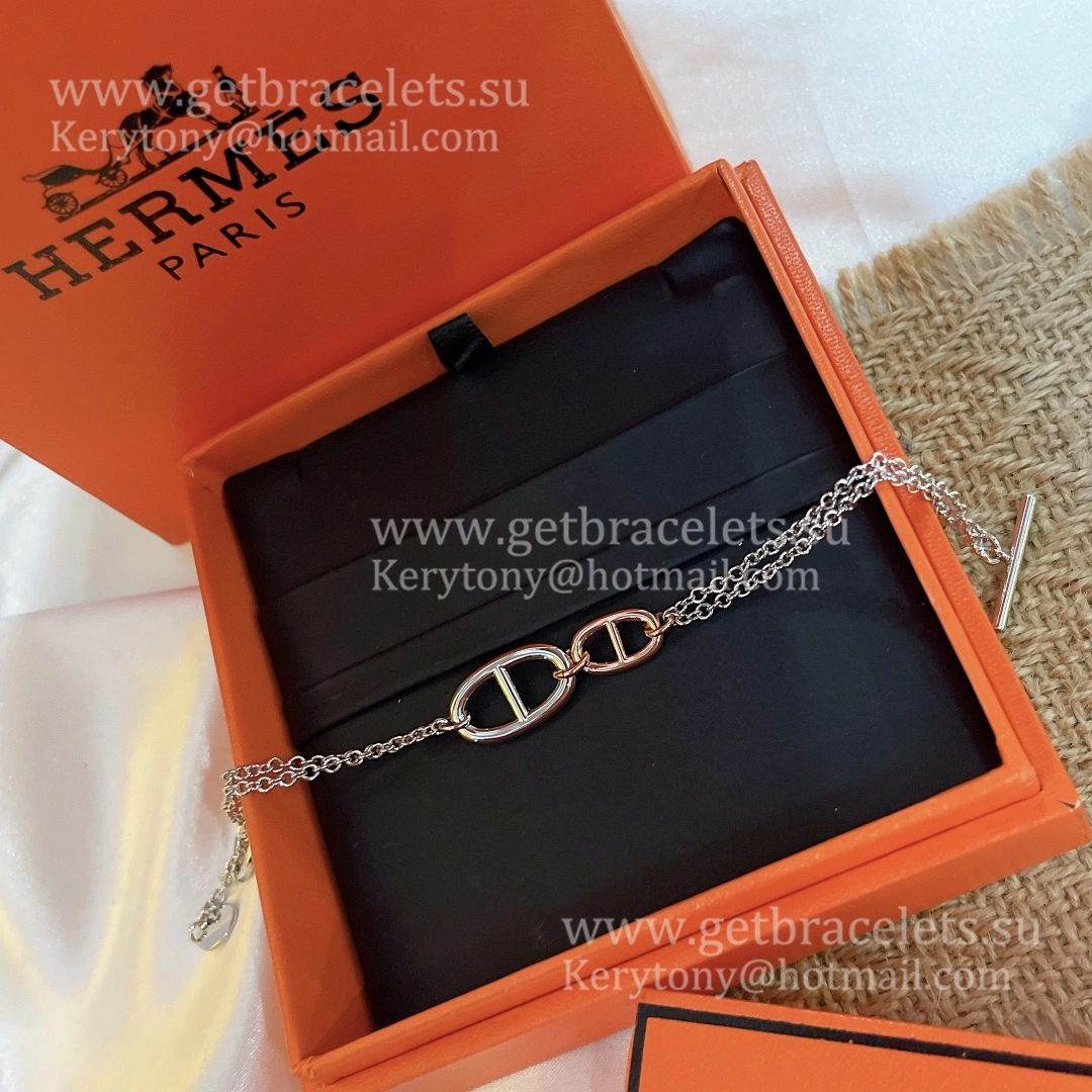 Hermes New Farandole Bracelet in Silver With Rose Gold Fashion Women Jewelry