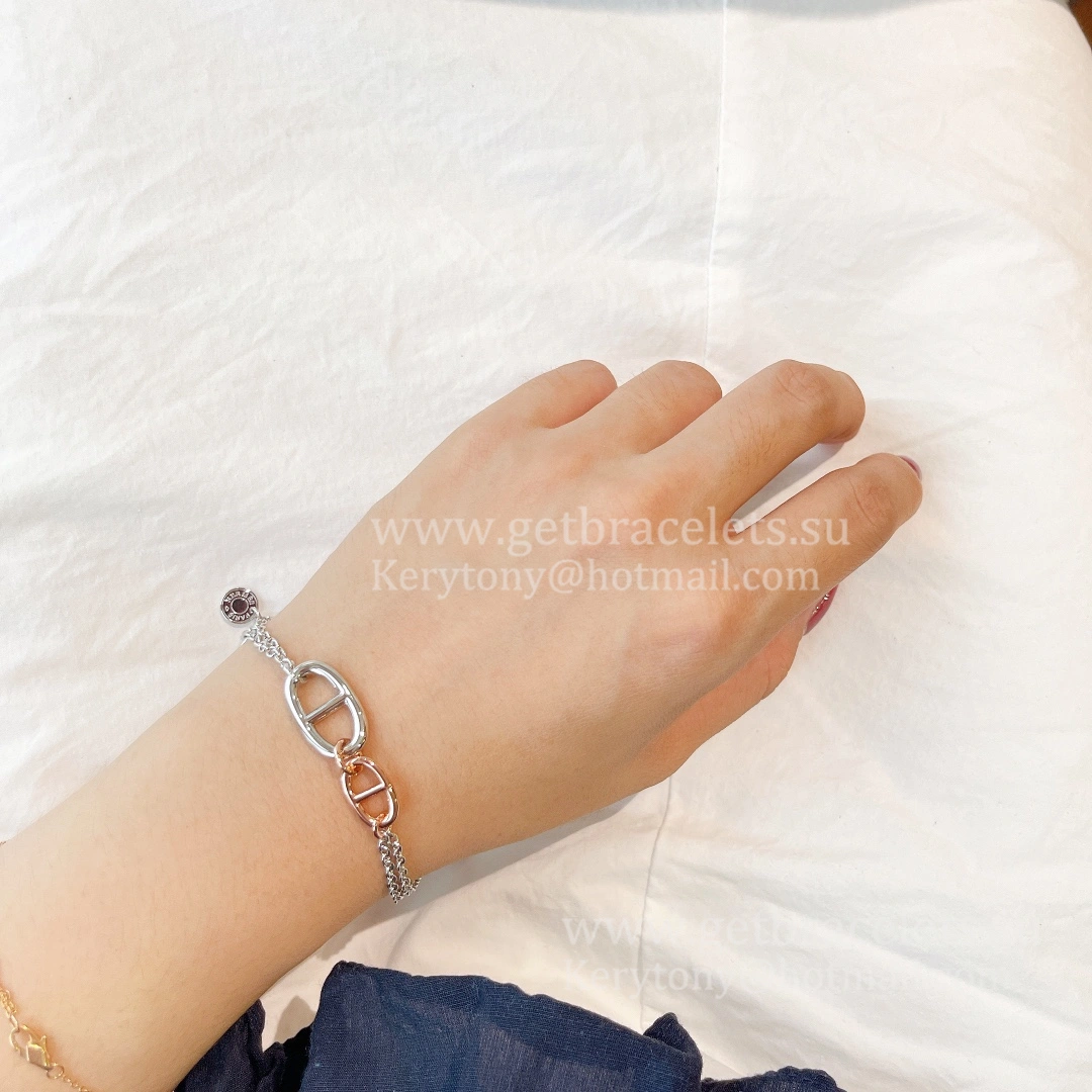 Hermes New Farandole Bracelet in Silver With Rose Gold Fashion Women Jewelry