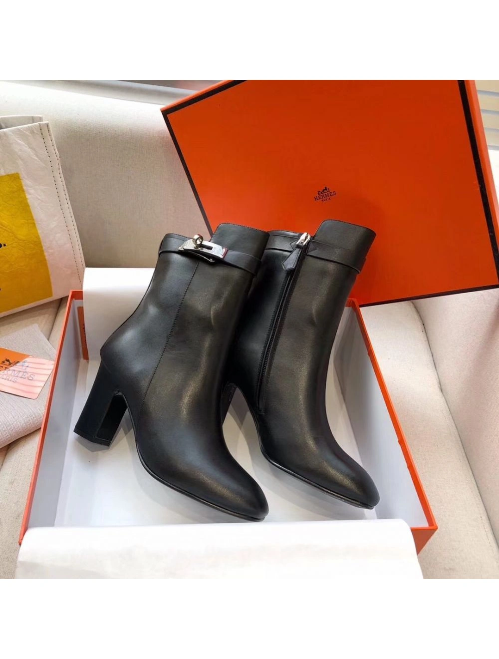 Hermes Noir Joueuse Ankle Boots