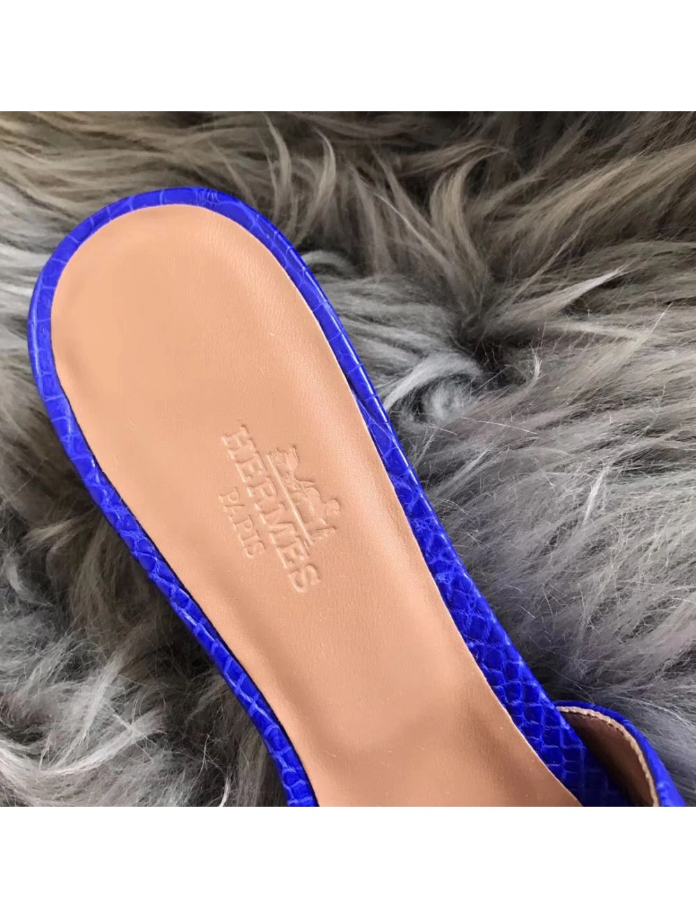 Hermes Oasis Sandals In Blue Matte Niloticus Crocodile