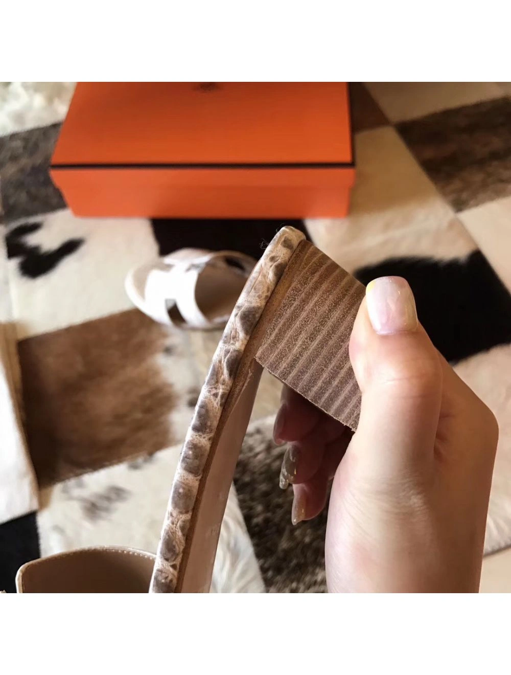 Hermes Oasis Sandals In Himalaya Matte Niloticus Crocodile