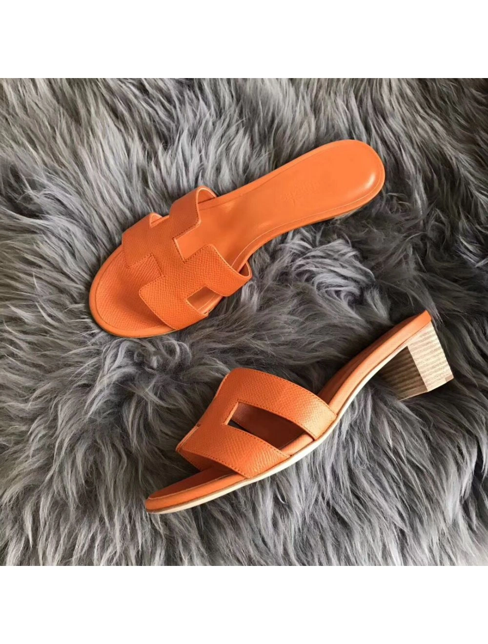 Hermes Oasis Sandals In Orange Epsom Leather