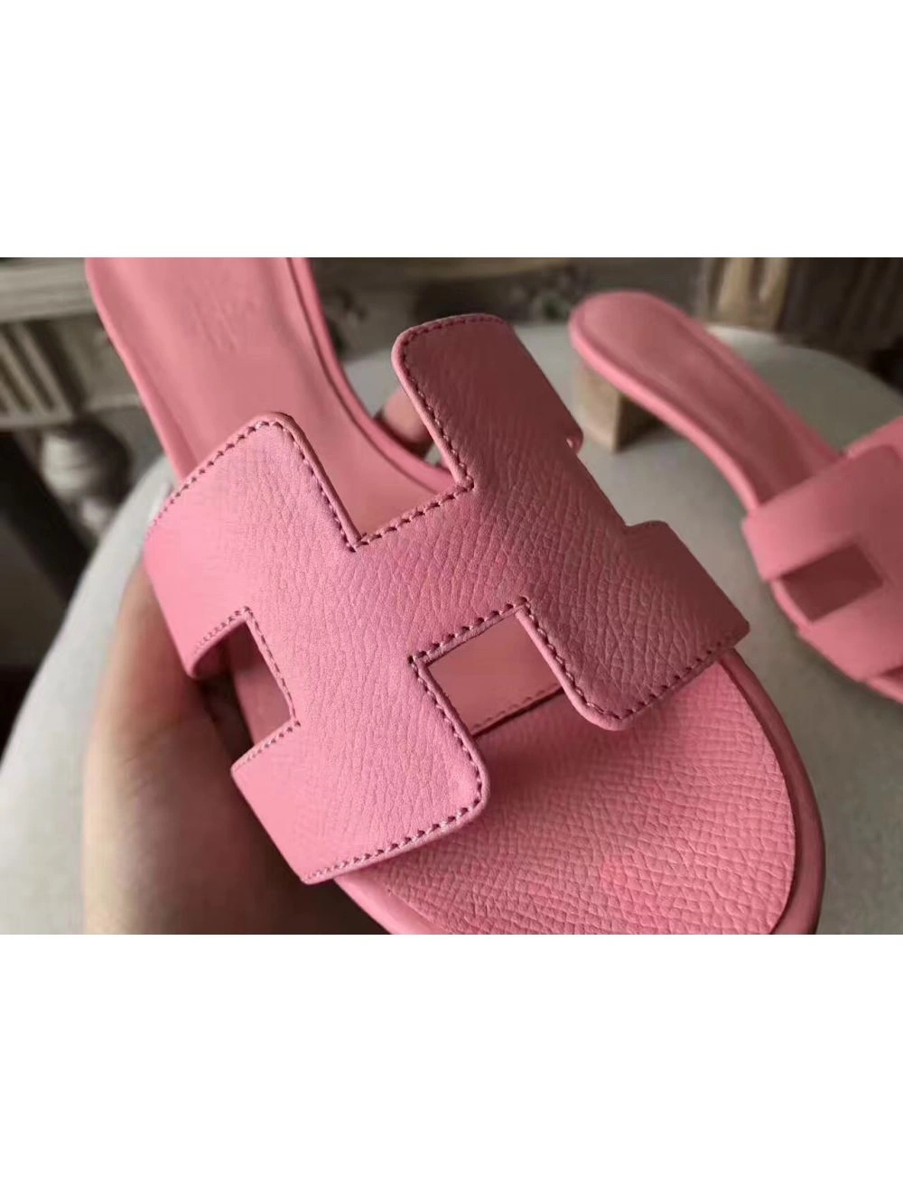 Hermes Oasis Sandals In Pink Epsom Leather