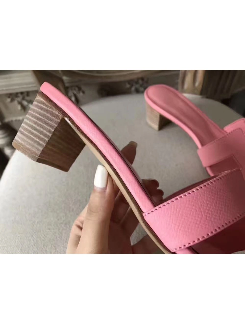 Hermes Oasis Sandals In Pink Epsom Leather