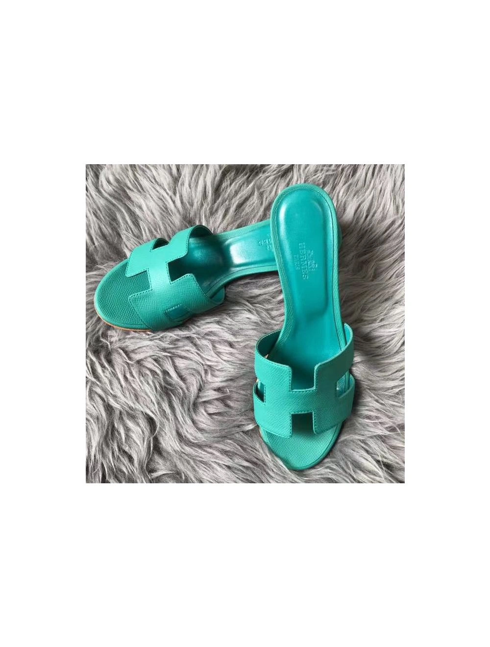 Hermes Oasis Sandals In Vert Veronese Epsom Leather