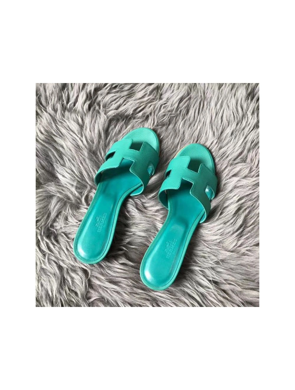 Hermes Oasis Sandals In Vert Veronese Epsom Leather