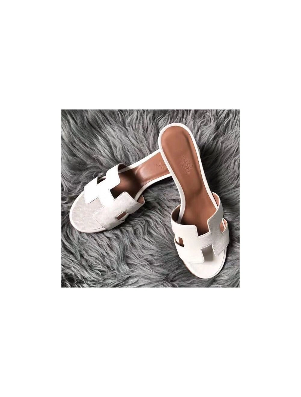 Hermes Oasis Sandals In White Epsom Leather