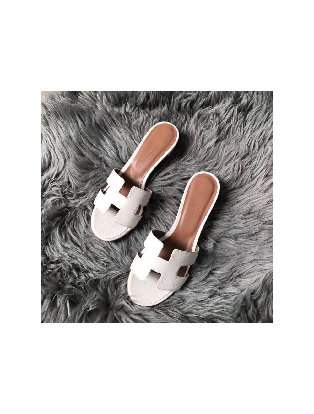 Hermes Oasis Sandals In White Epsom Leather