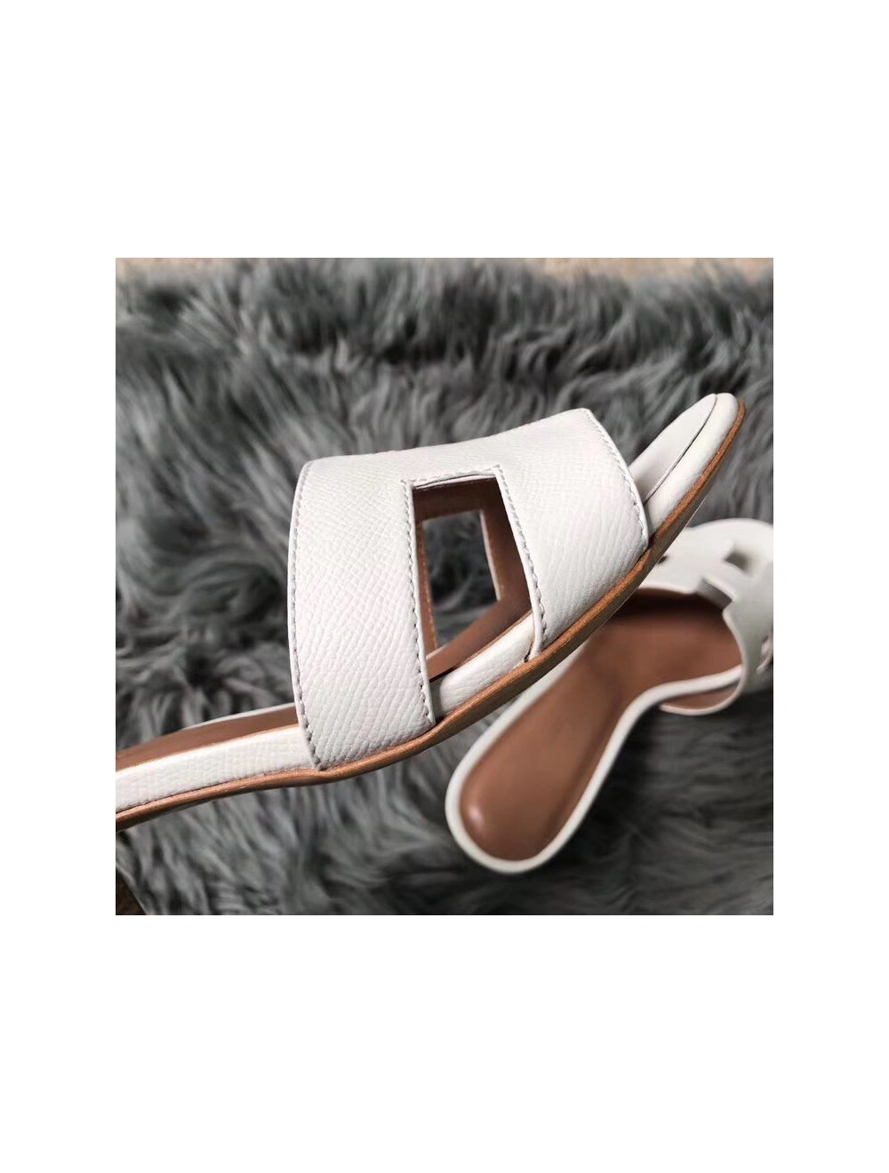 Hermes Oasis Sandals In White Epsom Leather