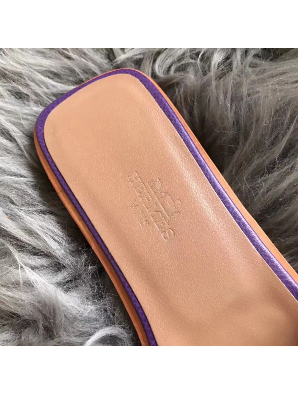 Hermes Oran Perforated Sandals In Purple Epsom Leather