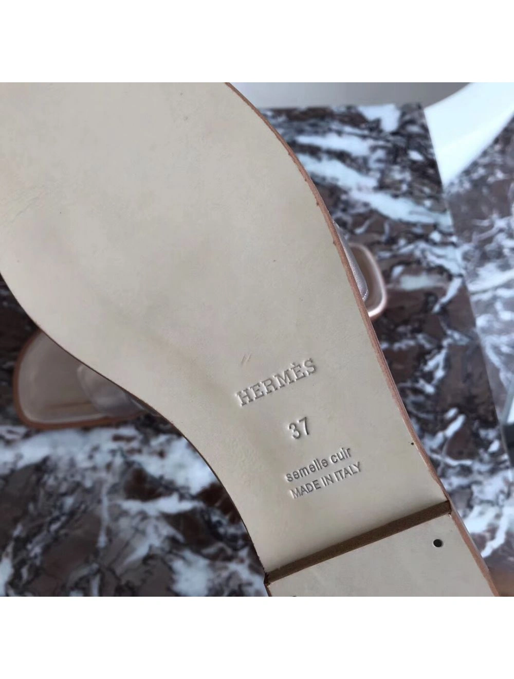 Hermes Oran Sandals In Champagne Swift Leather