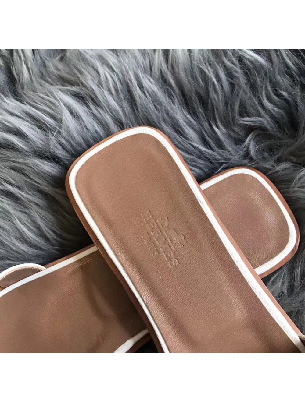 Hermes Oran Sandals In White Ostrich Leather