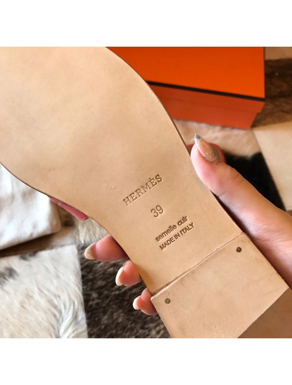 Hermes Oran Slide Sandals In Red Shiny Niloticus Crocodile Skin