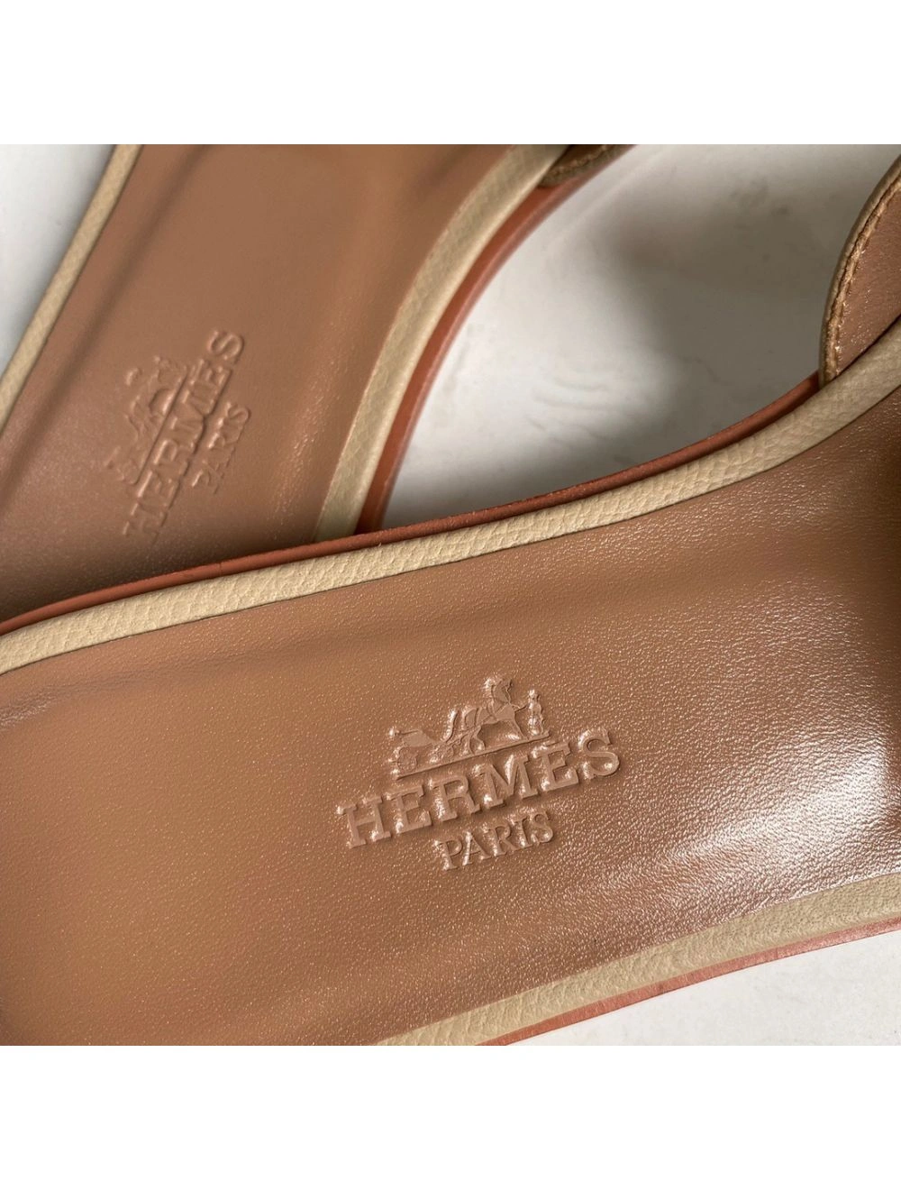 Hermes Oran Slide Sandals In Trench Epsom Calfskin