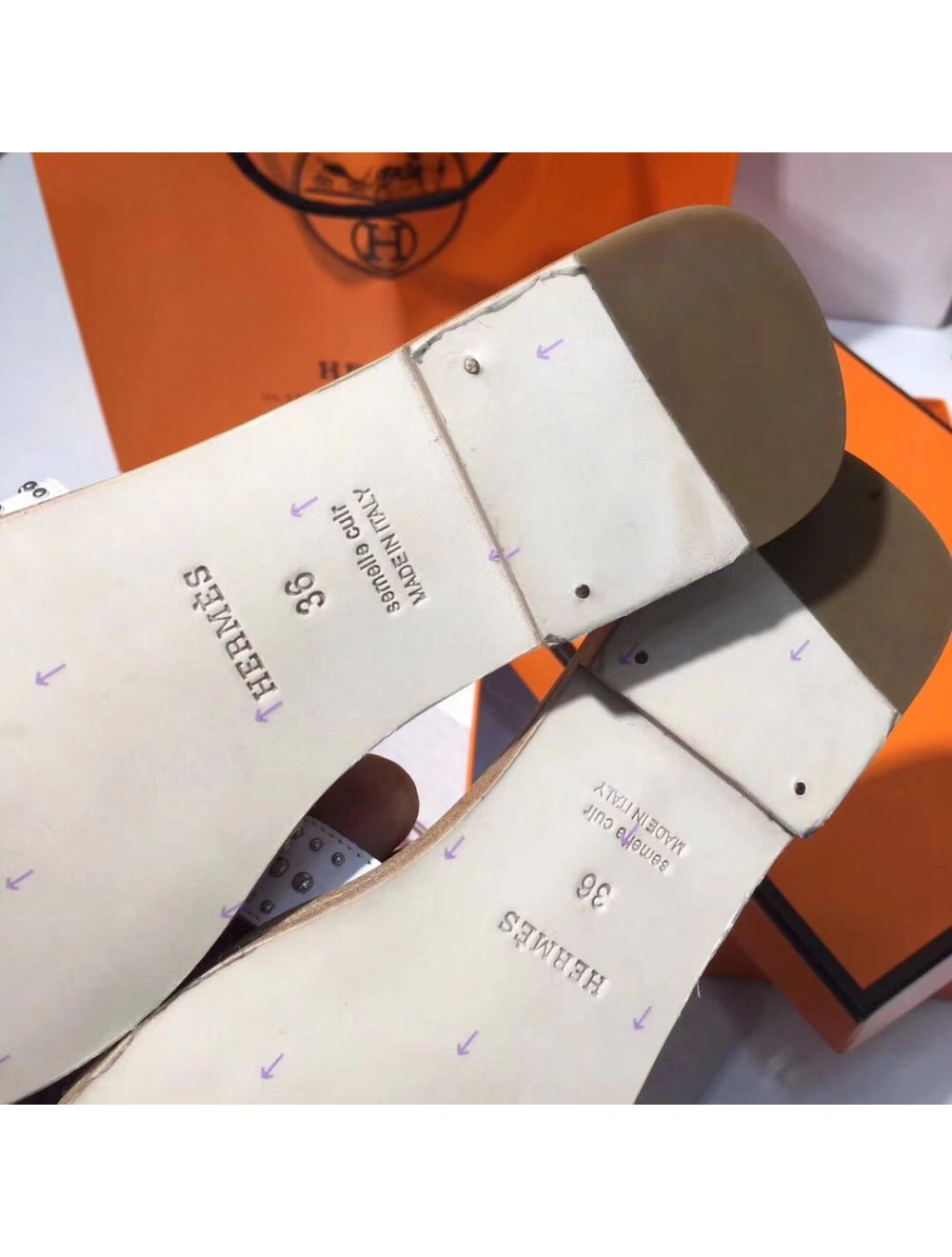 Hermes Oran Studs Sandals In White Leather