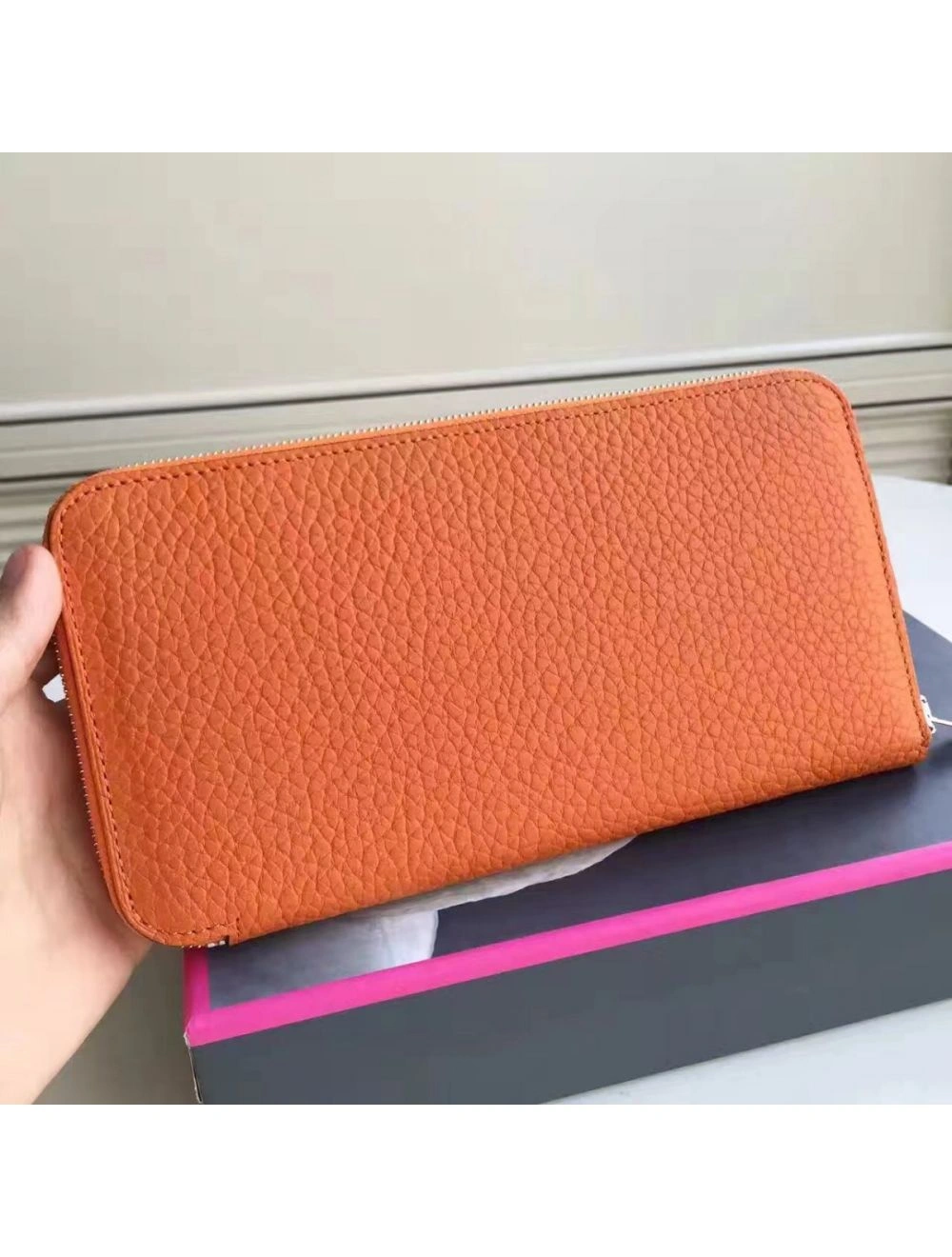 Hermes Orange Clemence Azap Zipped Wallet