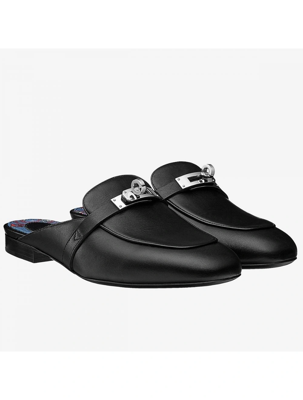 Hermes Oz Mules In Black Calfskin