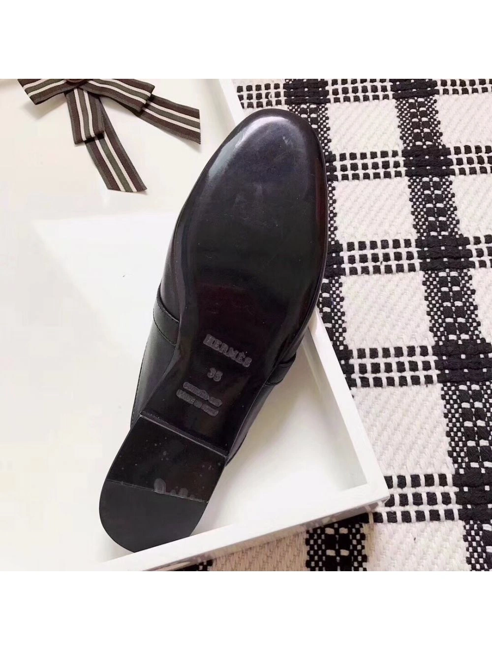 Hermes Oz Mules In Black Calfskin