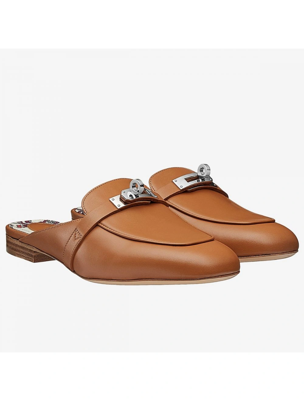 Hermes Oz Mules In Caramel Calfskin