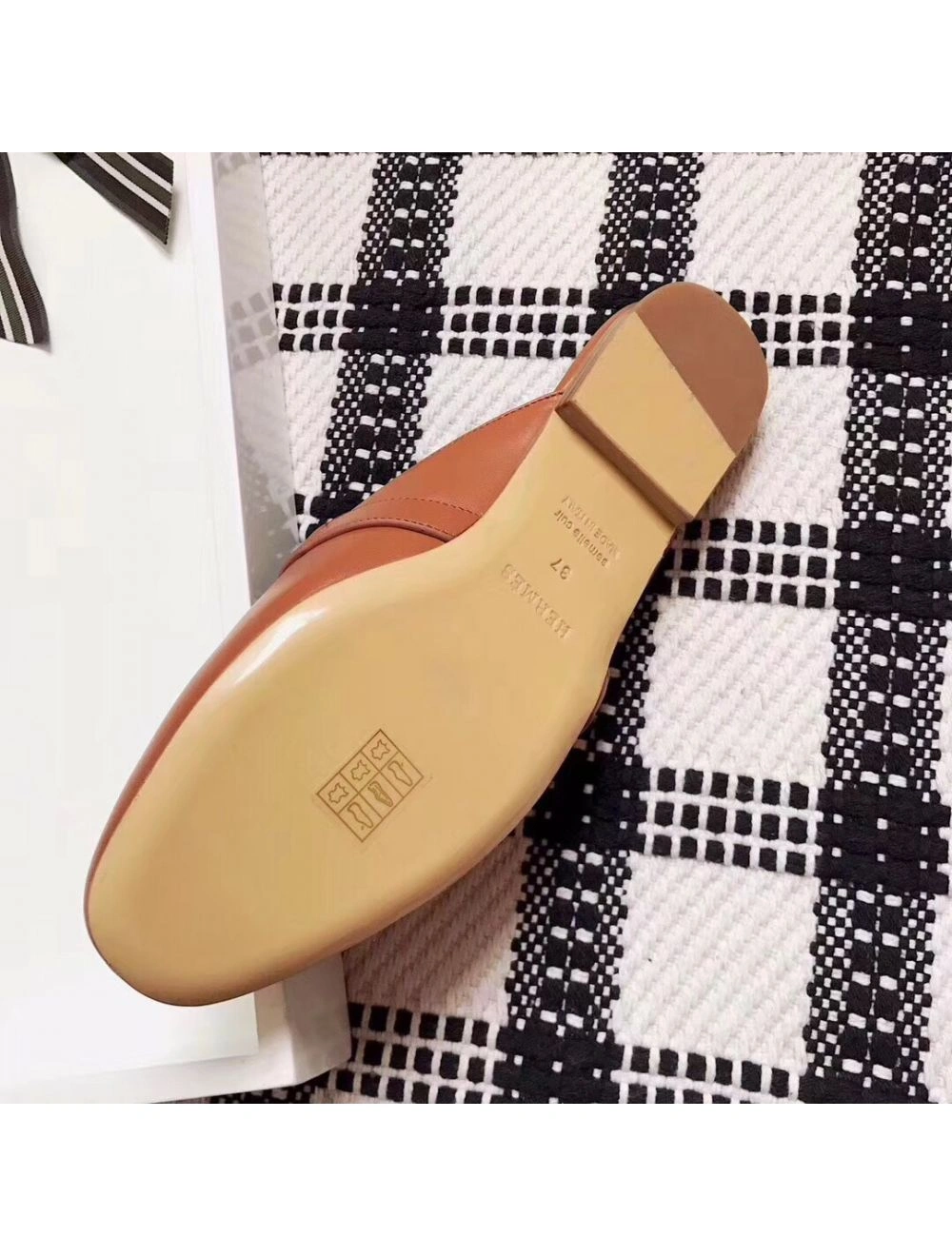 Hermes Oz Mules In Caramel Calfskin