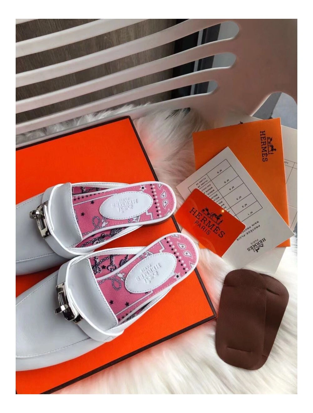 Hermes Oz Mules In White Calfskin