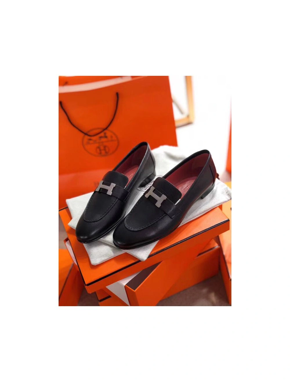Hermes Paris Loafers In Black Goatskin