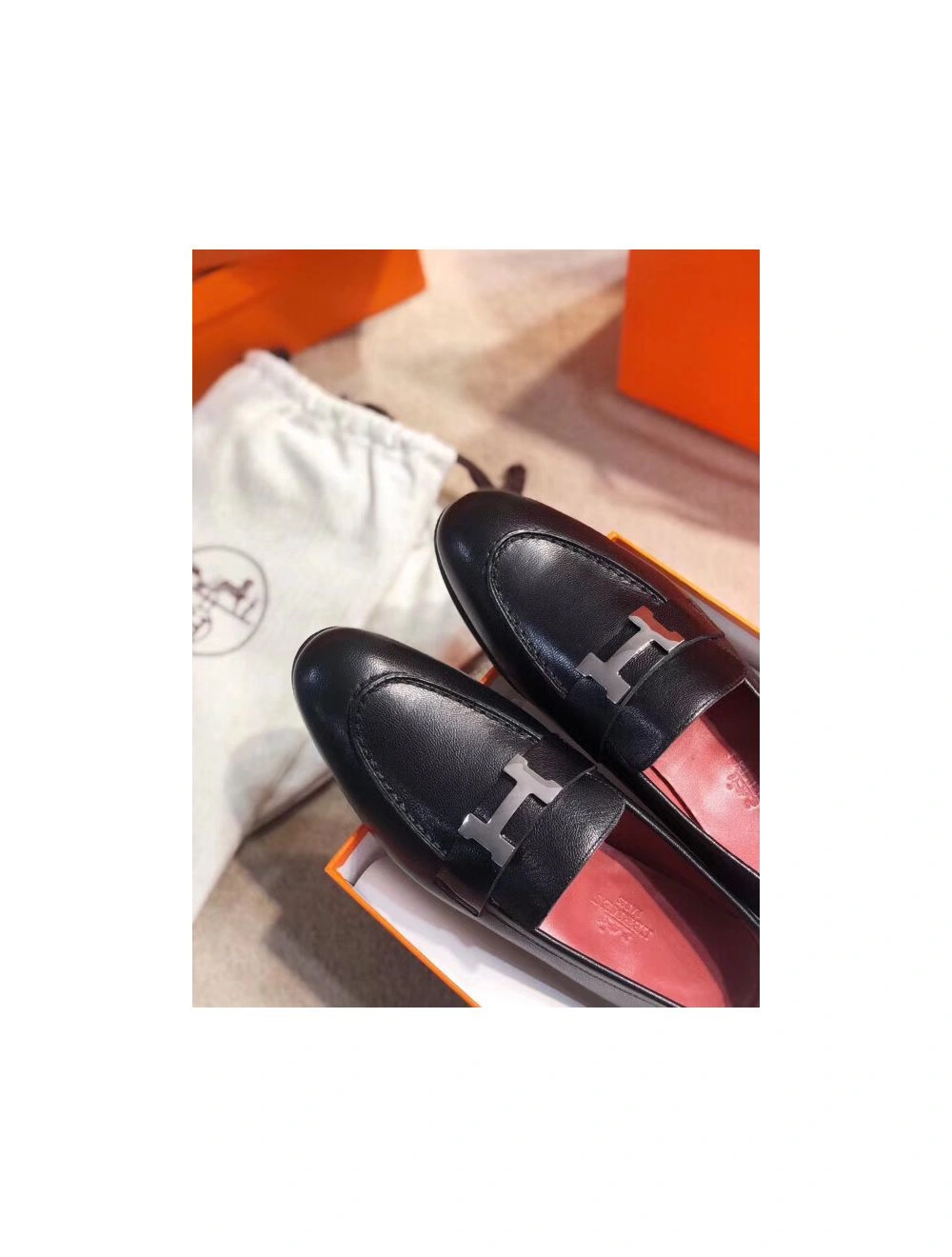 Hermes Paris Loafers In Black Goatskin