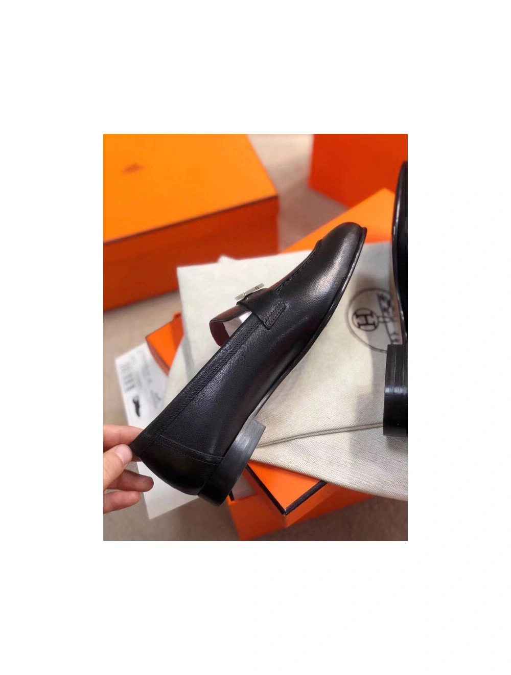 Hermes Paris Loafers In Black Goatskin