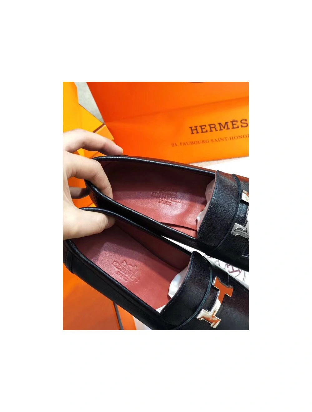 Hermes Paris Loafers In Black Goatskin