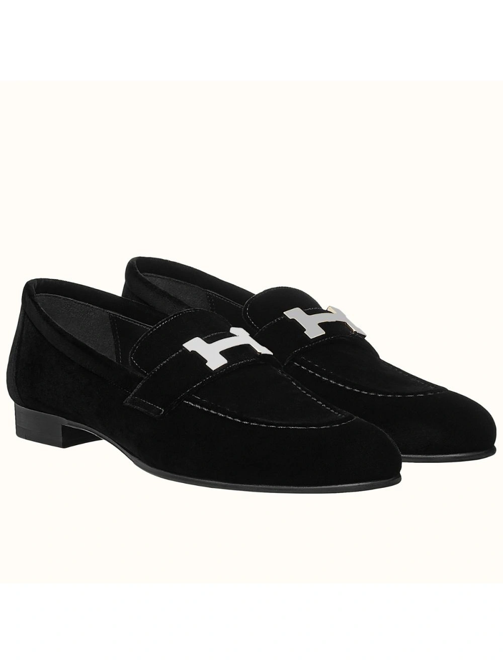 Hermes Paris Loafers In Black Velvet