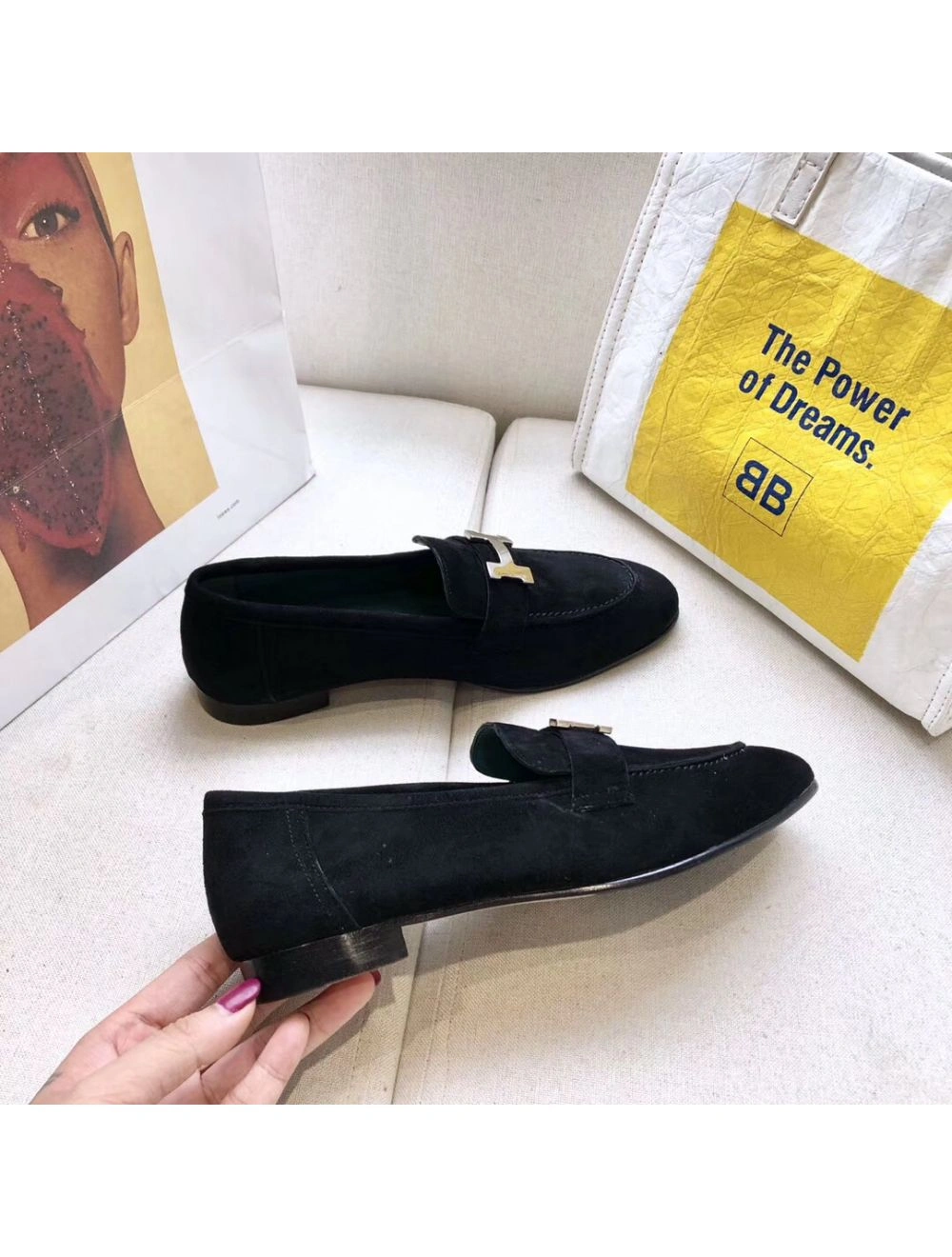 Hermes Paris Loafers In Black Velvet