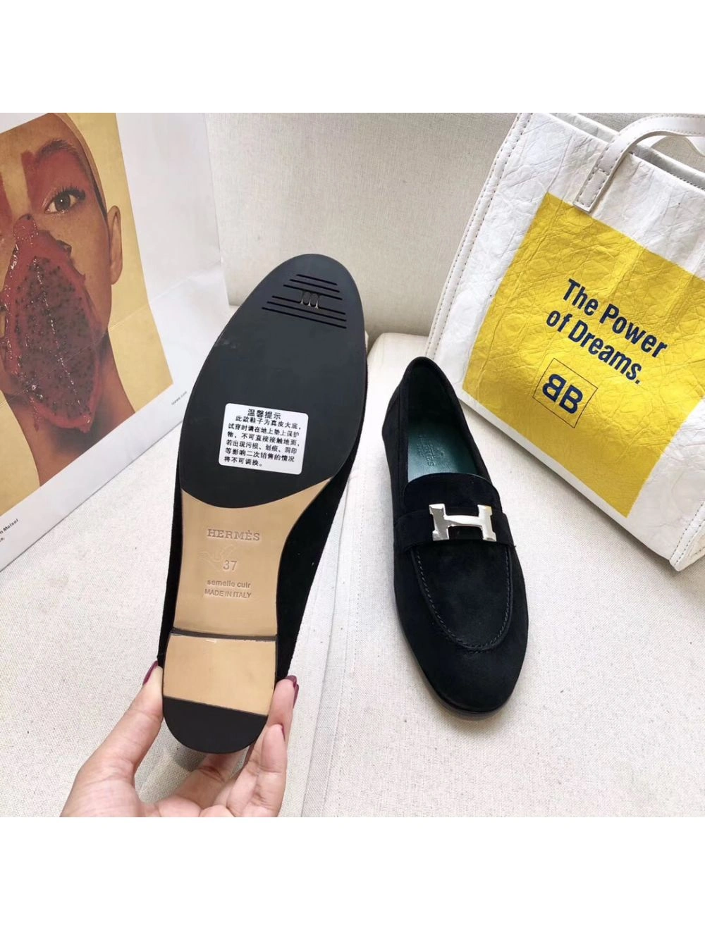 Hermes Paris Loafers In Black Velvet