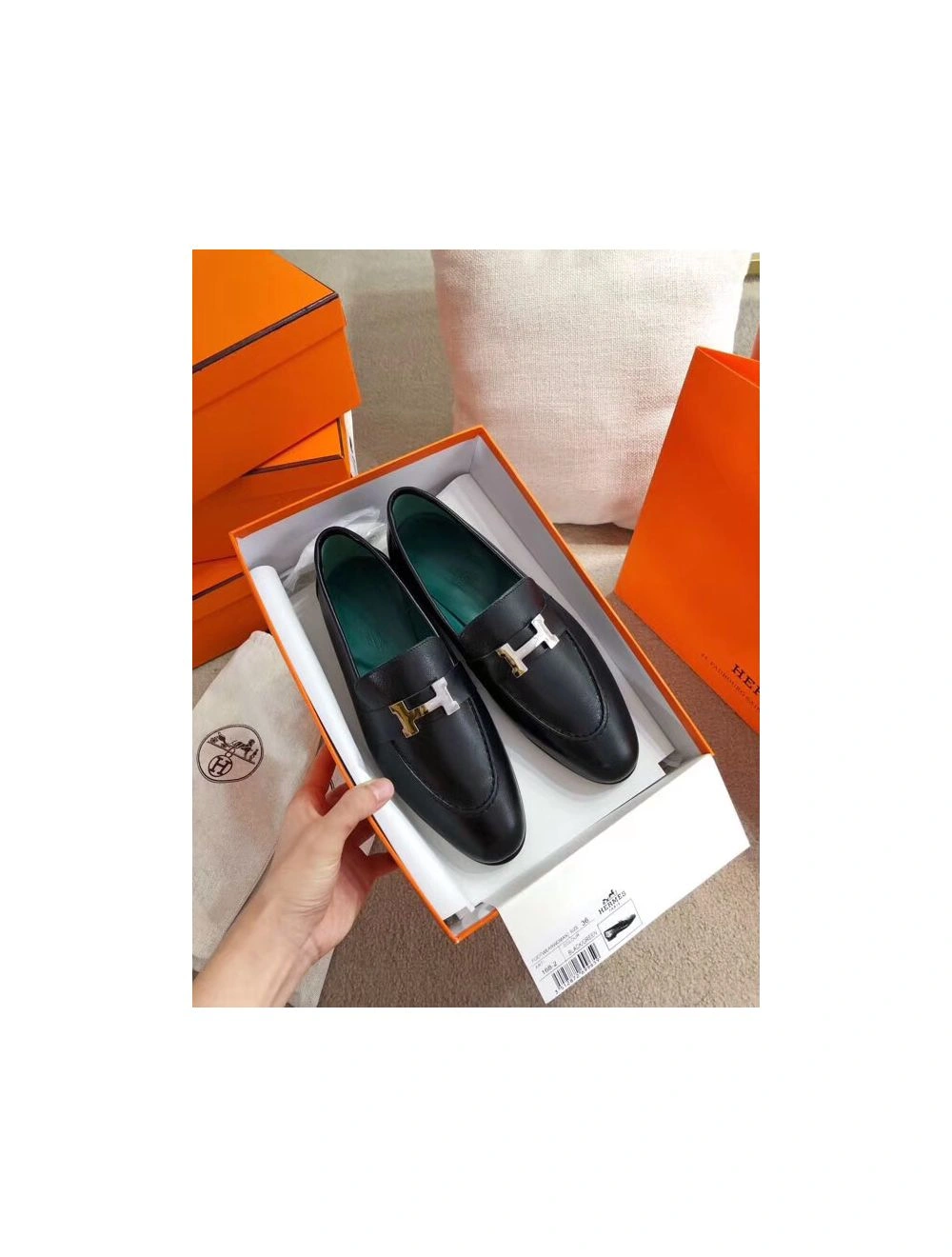 Hermes Paris Loafers In Noir Goatskin