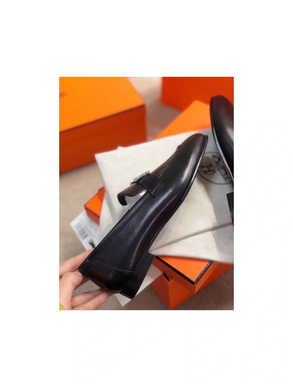 Hermes Paris Loafers In Noir Goatskin