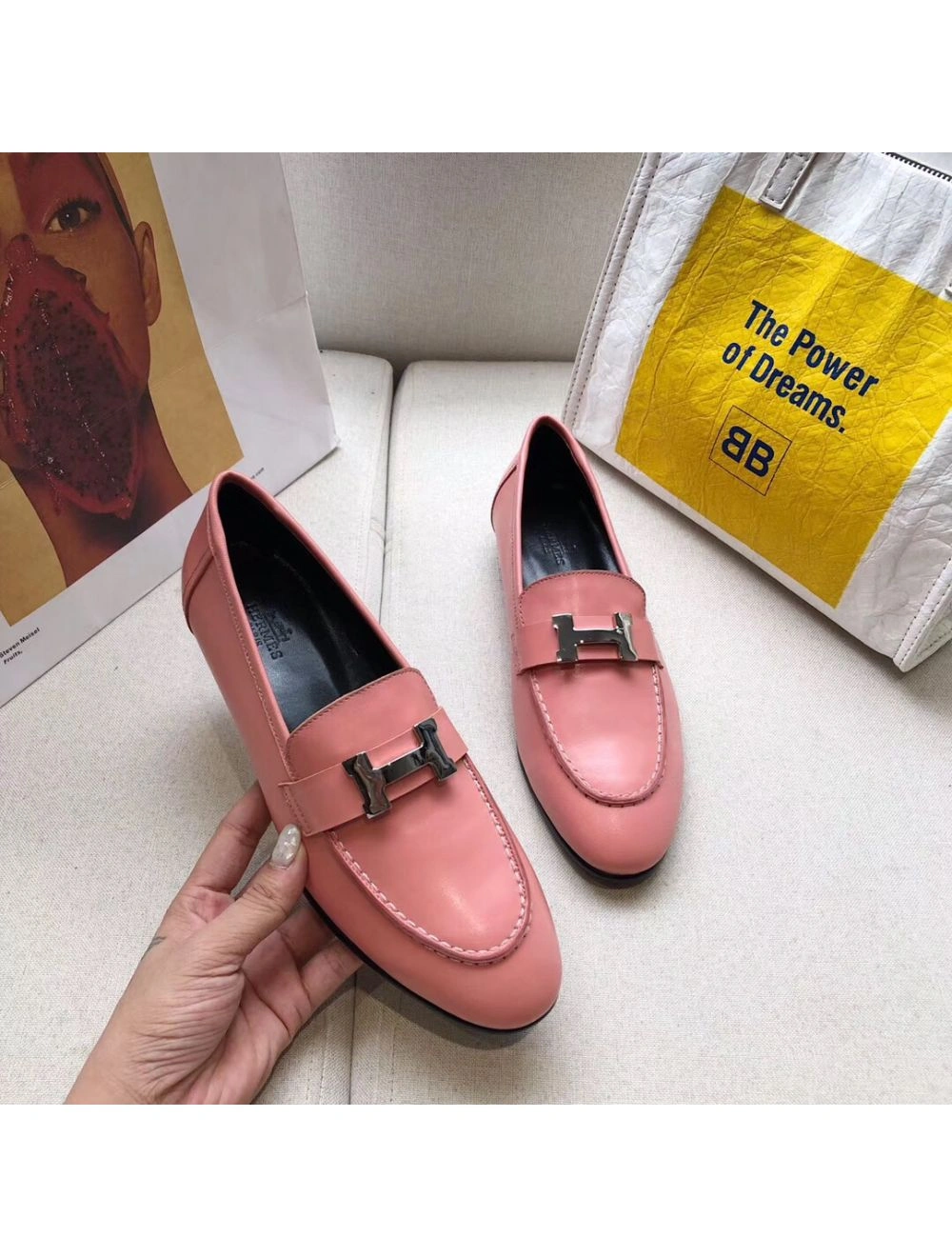 Hermes Paris Loafers In Pink Goatskin