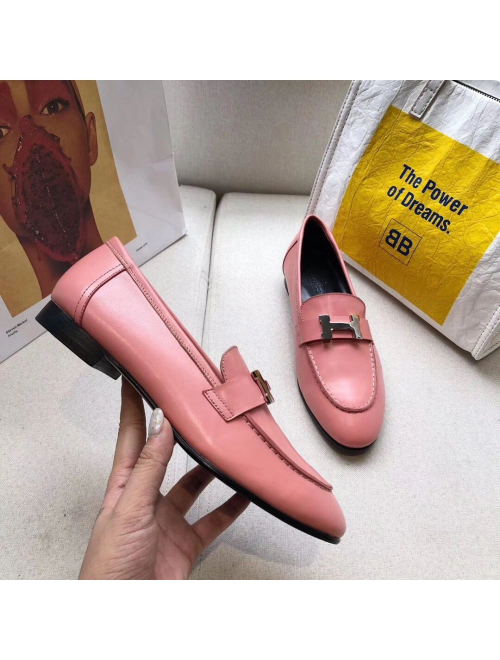 Hermes Paris Loafers In Pink Goatskin