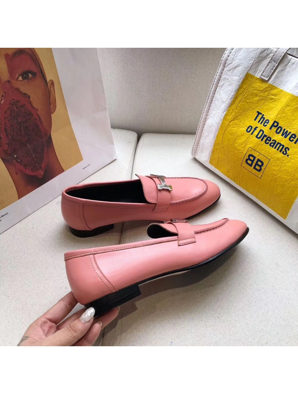 Hermes Paris Loafers In Pink Goatskin