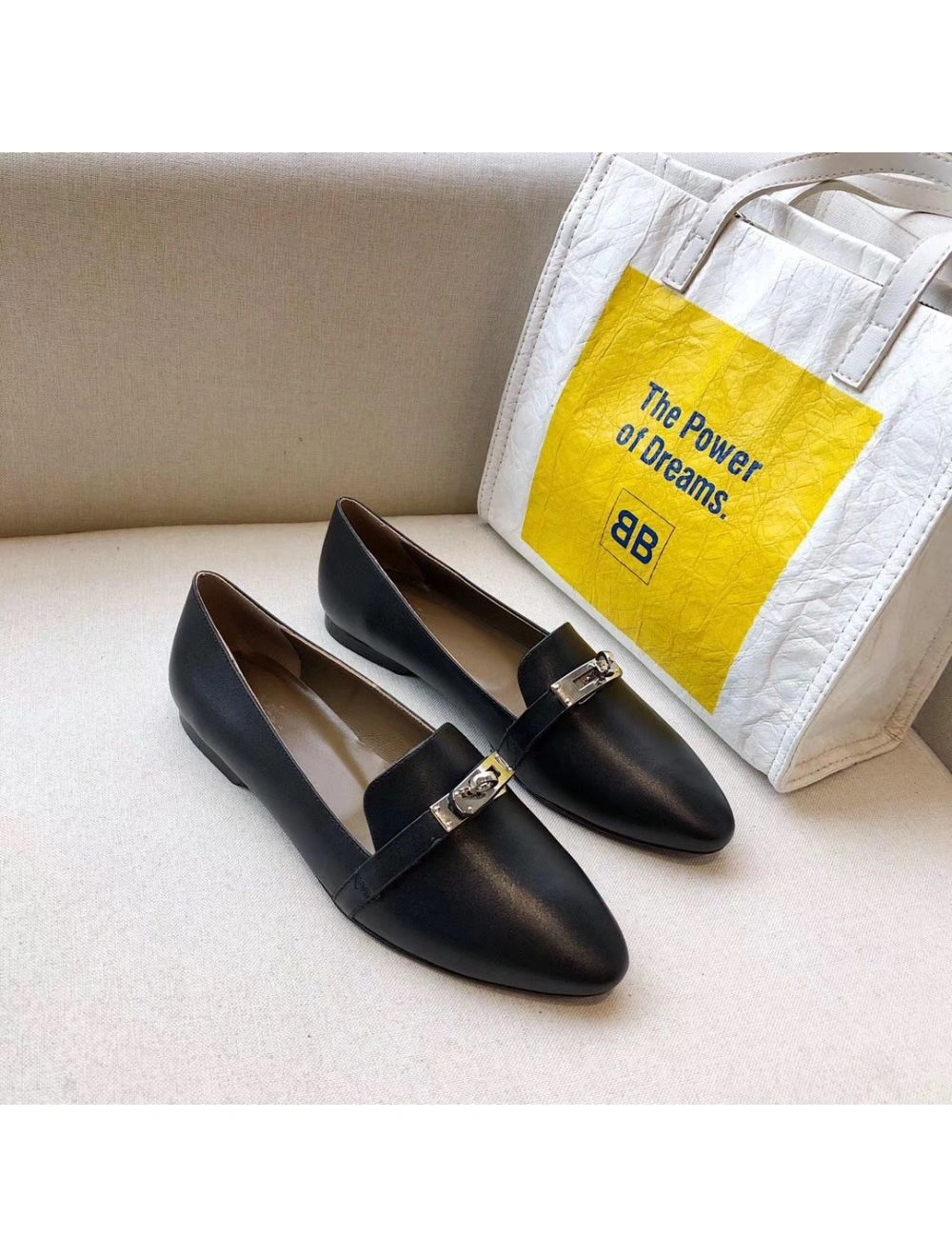 Hermes Pegase Ballerina Flats In Black Leather