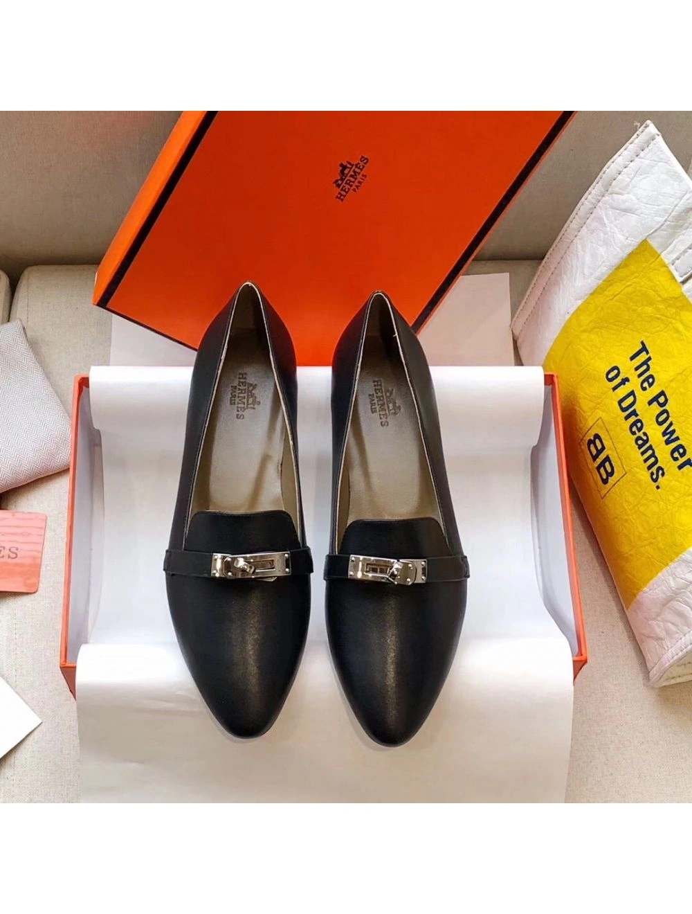 Hermes Pegase Ballerina Flats In Black Leather