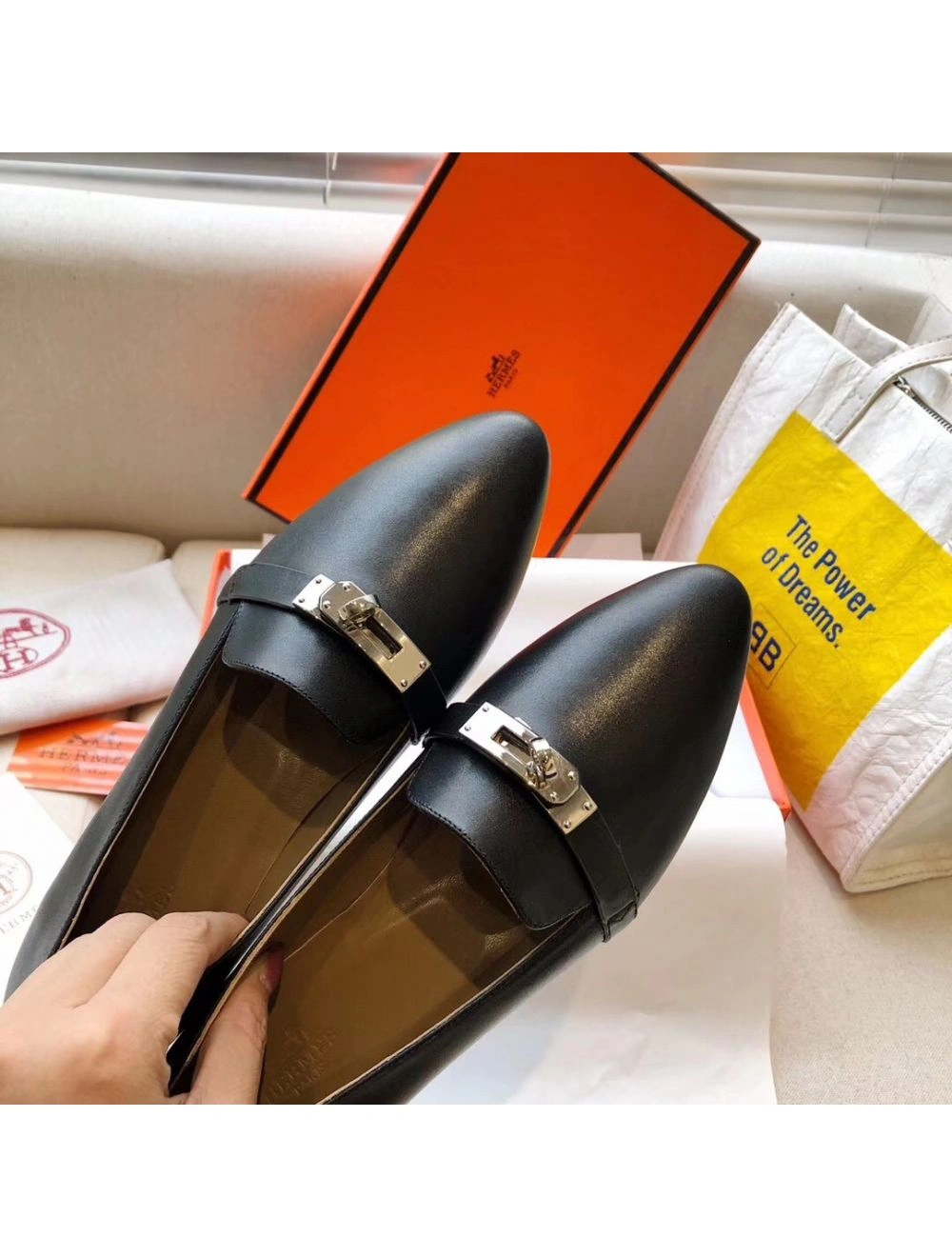 Hermes Pegase Ballerina Flats In Black Leather