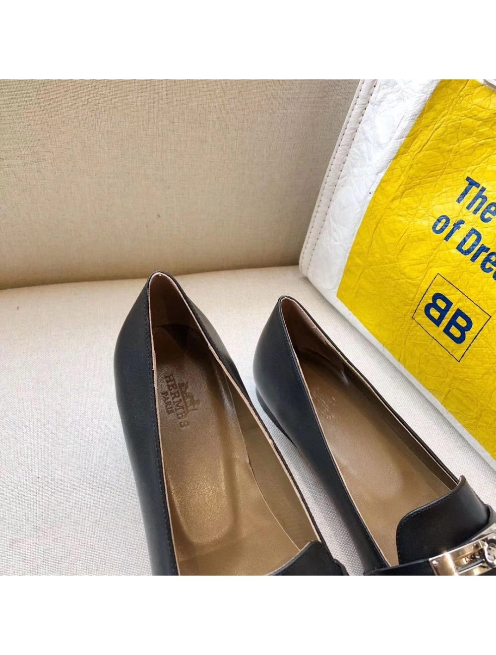 Hermes Pegase Ballerina Flats In Black Leather