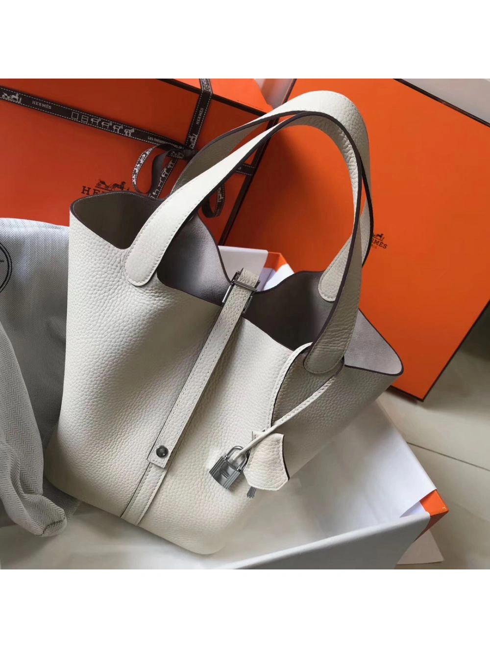 Hermes Picotin Lock 18 Bag In Beton Clemence Leather