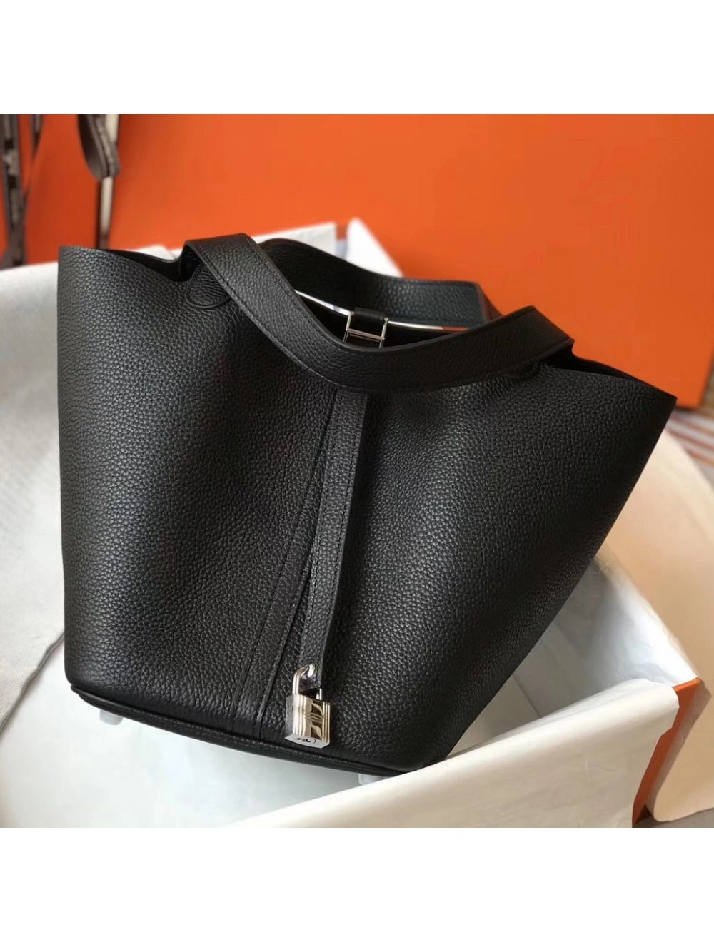 Hermes Picotin Lock 18 Bag In Black Clemence Leather
