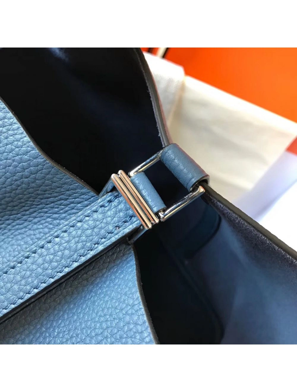 Hermes Picotin Lock 18 Bag In Blue Agate Clemence Leather