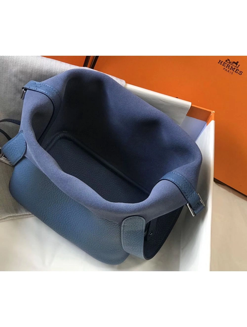 Hermes Picotin Lock 18 Bag In Blue Agate Clemence Leather