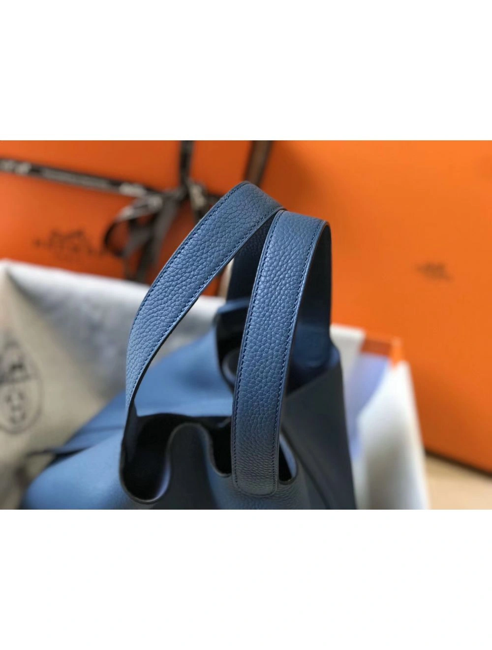 Hermes Picotin Lock 18 Bag In Blue Agate Clemence Leather