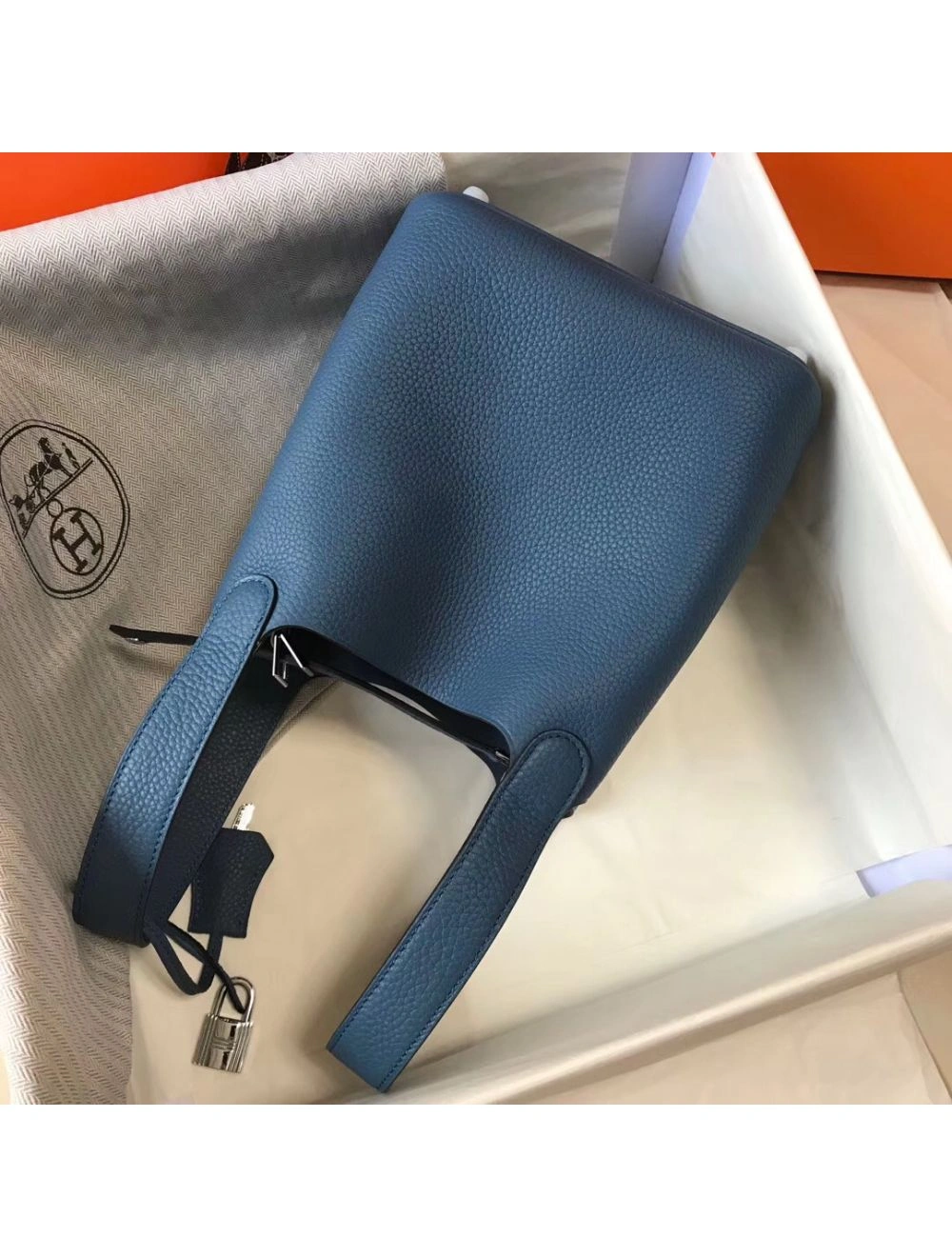 Hermes Picotin Lock 18 Bag In Blue Agate Clemence Leather