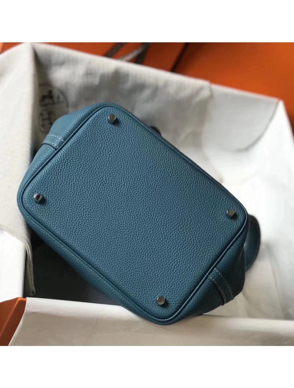 Hermes Picotin Lock 18 Bag In Blue Jean Clemence Leather