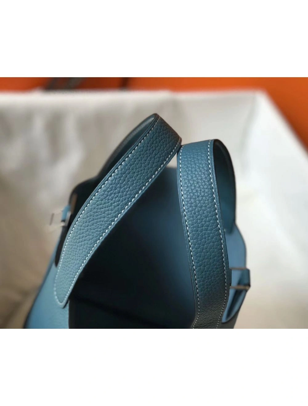 Hermes Picotin Lock 18 Bag In Blue Jean Clemence Leather