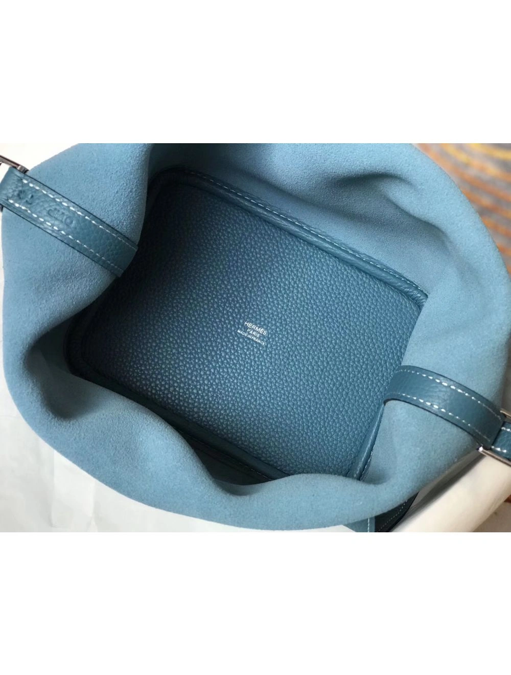 Hermes Picotin Lock 18 Bag In Blue Jean Clemence Leather